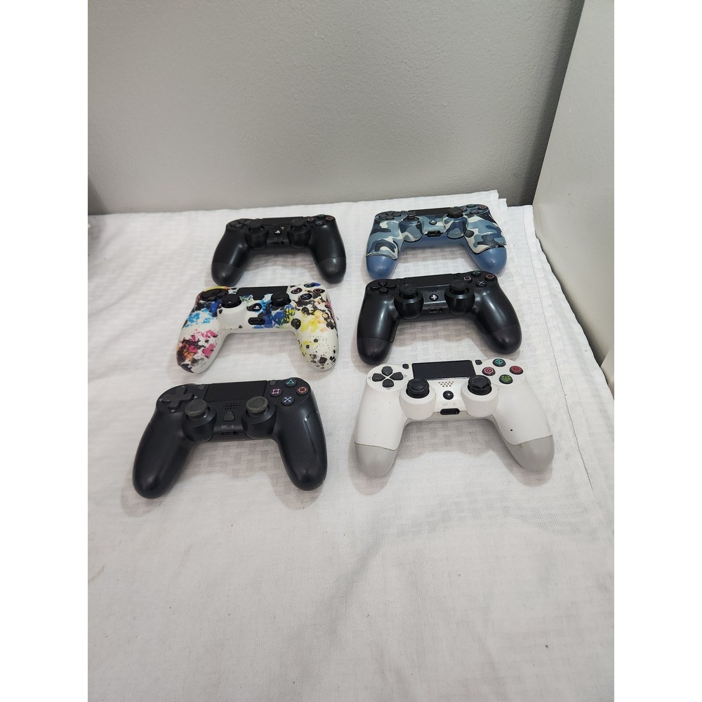 Lot of 6 Sony PS4 DualShock 4 Wireless Controllers Black Camo White Untested